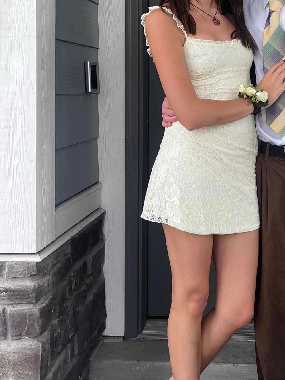 Princess Polly butter yellow Lace Mini Dress